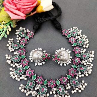 Green and Red Very Beautiful Stone Necklace Set