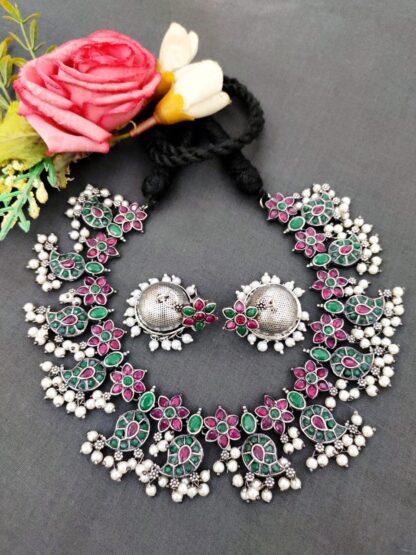 Green and Red Very Beautiful Stone Necklace Set