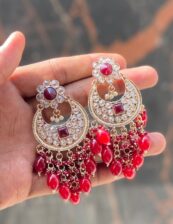 Heart Crystal Stone Dangler Earrings