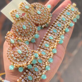 MultiColor 1-gram Gold plated  breads and Kundan Set