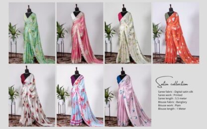 Digital Printed satin silk Saree