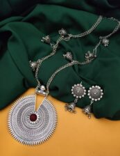 Long chain jhumki necklace earrings set