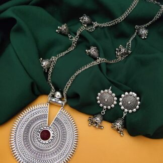 Long chain jhumki necklace earrings set