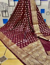 Original Semi georgette Handloom Diwali silk saree with blouse