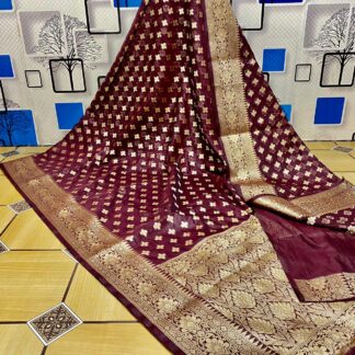 Original Semi georgette Handloom Diwali silk saree with blouse