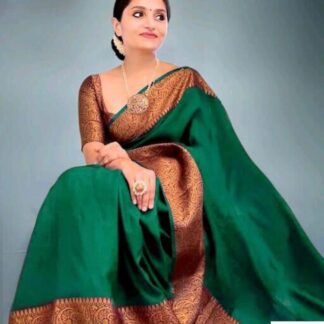 Green color semi chiffon soft silk saree