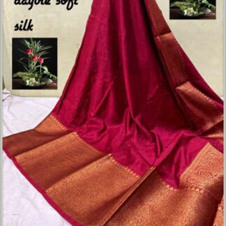 Magenta color high quality semi chiffon soft silk saree