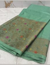 High quality semi chiffon Magenta color soft silk saree