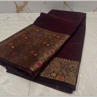 High quality semi chiffon  Coffee color soft silk saree