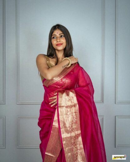High quality  Black color kora organza soft silk saree