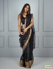 High quality  Black color kora organza soft silk saree
