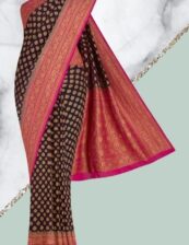 Green and pink high quality warm silk saree