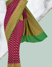 Green and pink high quality warm silk saree