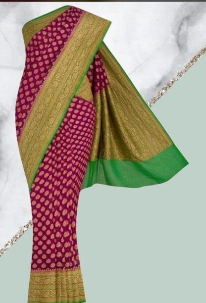 Green and pink high quality warm silk saree