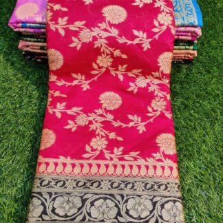 Original semi Georgette Handloom Red and Black silk saree with blouse.