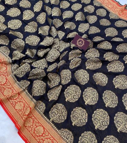 Handloom silk Original varam  daibal  Blue color saree with blouse.