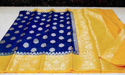 Semi silk party wear dazzling high quality  Black and Yellow color saree S-1