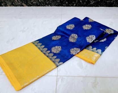 Semi silk party wear dazzling high quality  Black and Yellow color saree S-1