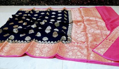 Semi silk party wear dazzling high quality  Black and Yellow color saree S-1