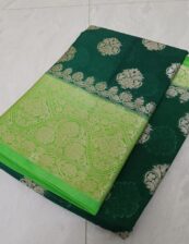 Semi silk Party wear dazzling high quality Jungle-green color saree S-13