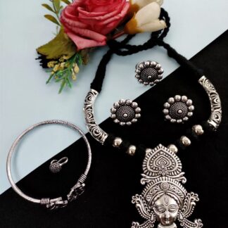 Oxidised Premium Quality Thread Necklace combo set V-7