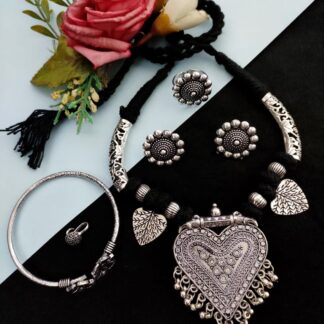 Oxidised Premium Quality  Thread Necklace combo set V-5