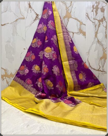 Soft silk party wear dazzling high quality Purple color dupian saree S-1