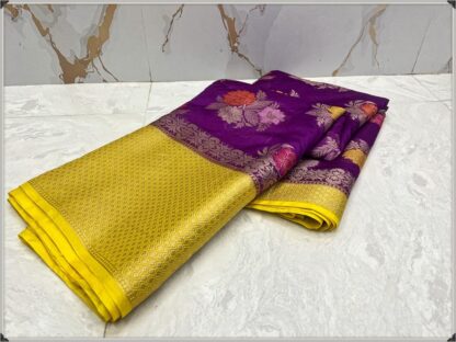 Soft silk party wear dazzling high quality Purple color dupian saree S-1