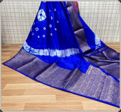 Semi chiffon soft silk party wear dazzling high quality Blue color saree