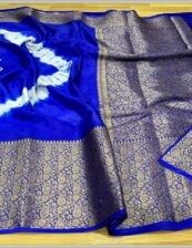 Semi chiffon soft silk party wear dazzling high quality Blue color saree