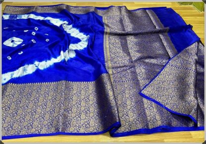 Semi chiffon soft silk party wear dazzling high quality Blue color saree