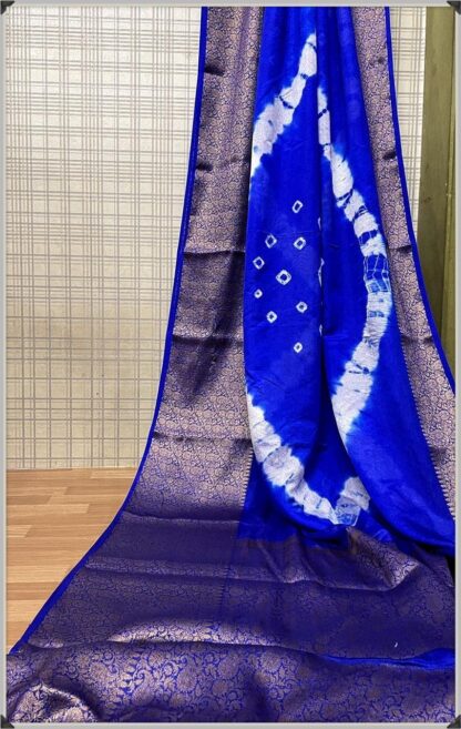 Semi chiffon soft silk party wear dazzling high quality Blue color saree