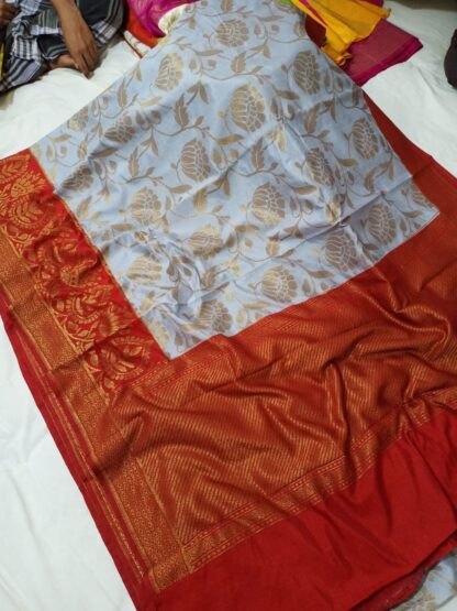 Soft silk party wear dazzling high quality semi dupian Yellow and Grey color saree