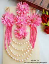 Flower Necklace with earrings and tikka Set