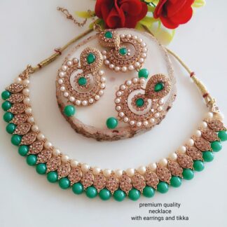 Premium quality necklace With earrings and tikka