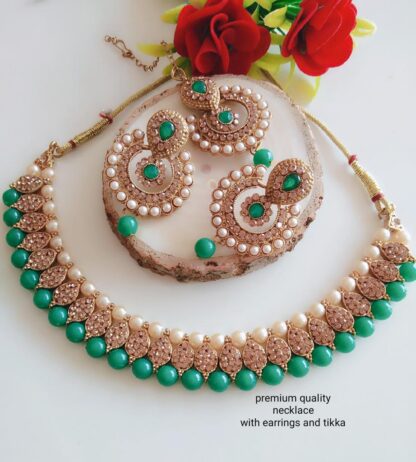 Premium quality necklace With earrings and tikka
