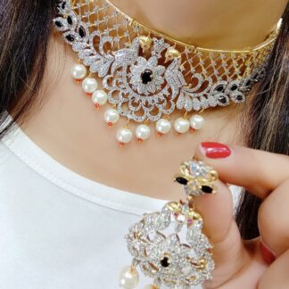 Beautiful Premium Quality Original American Diamond Stone Necklace Set