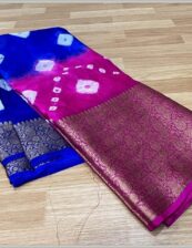 Semi Chiffon Soft Silk Party Wear Dazzling High Quality Orange and Navy-blue  color Saree Semi Chiffon Soft Silk Party Wear Dazzling High Quality Orange and Navy-blue  color Saree