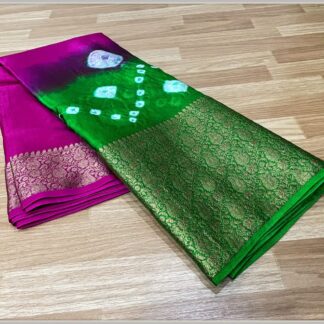 Semi Chiffon Soft Silk Party Wear Dazzling High Quality Magenta and Green color Saree
