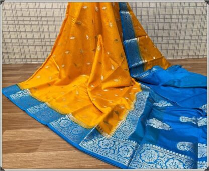 Semi Georgette Soft Silk Party wear dazzling high quality Navy-blue and pink saree