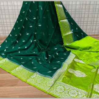 Semi Georgette Soft Silk Party wear dazzling high quality  Green and Hina-green color saree