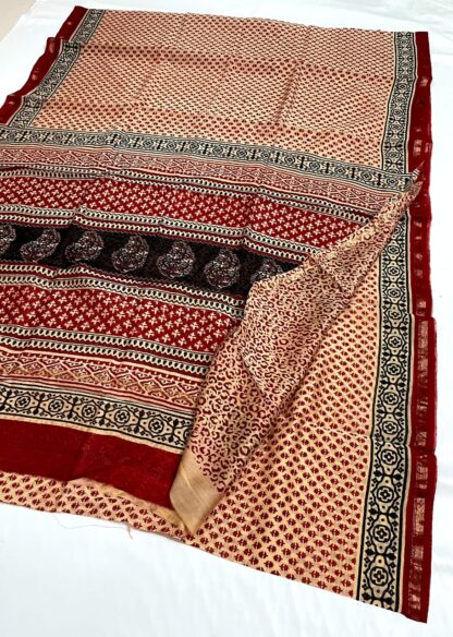 Full hand weaving chanderi Silk saree color Maroon-RS1