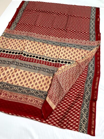 Full hand weaving chanderi Silk saree color Maroon-RS1