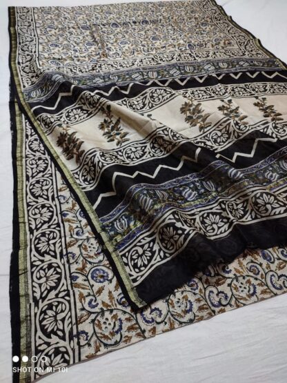 Full hand weaving chanderi Silk saree color Black