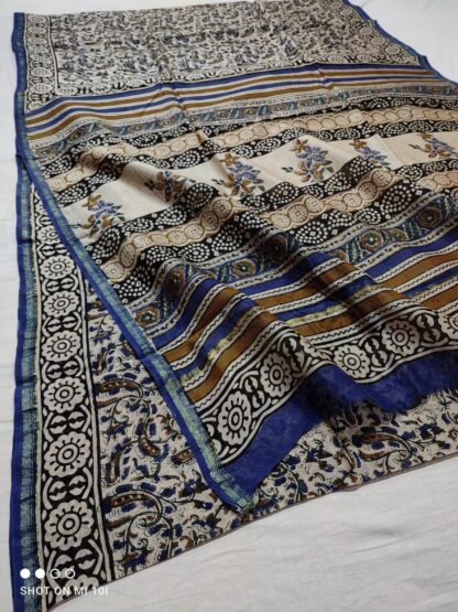 Full hand weaving chanderi Silk saree color Black