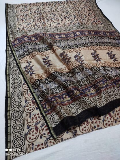 Full hand weaving chanderi Silk saree color Black