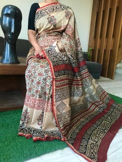 Hand weaving chanderi  Silk saree.