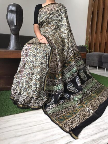 Hand weaving chanderi  Silk saree.